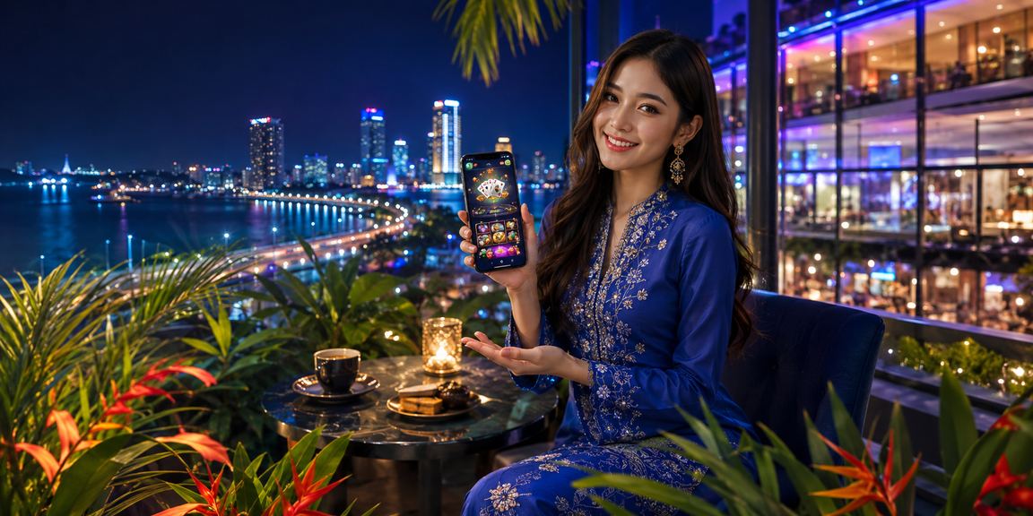 Pemain wanita Malaysia log masuk ke kasino dalam talian melalui telefon di Johor